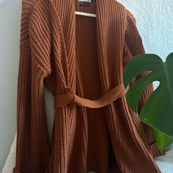 Thick Knit Midi Cardigan Rusty Orange - Picture 2 of 3